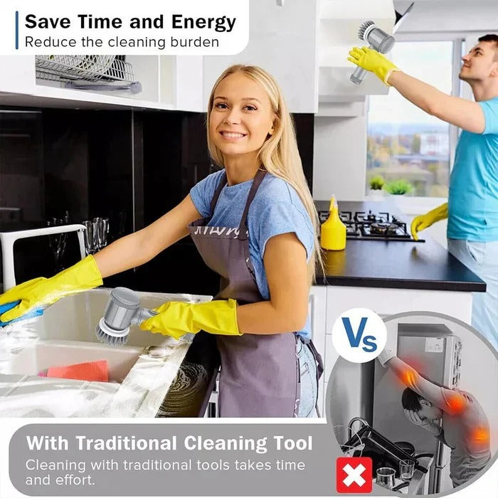 Electric Spin Scrubber with Cordless Design and Replaceable Brush Heads