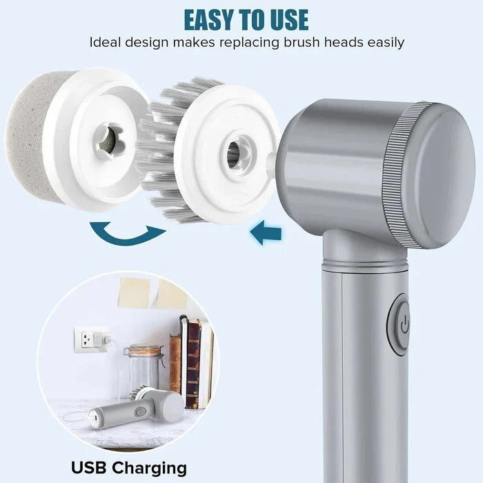 Electric Spin Scrubber with Cordless Design and Replaceable Brush Heads