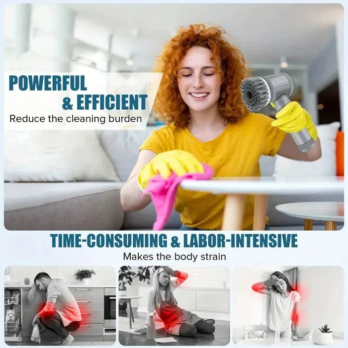 Electric Spin Scrubber with Cordless Design and Replaceable Brush Heads