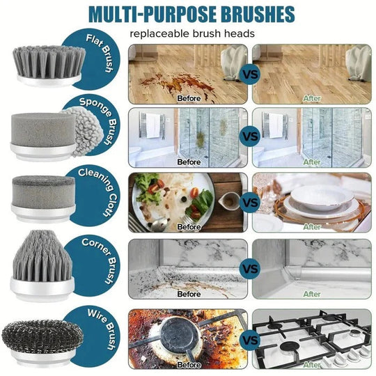 Electric Spin Scrubber with Cordless Design and Replaceable Brush Heads
