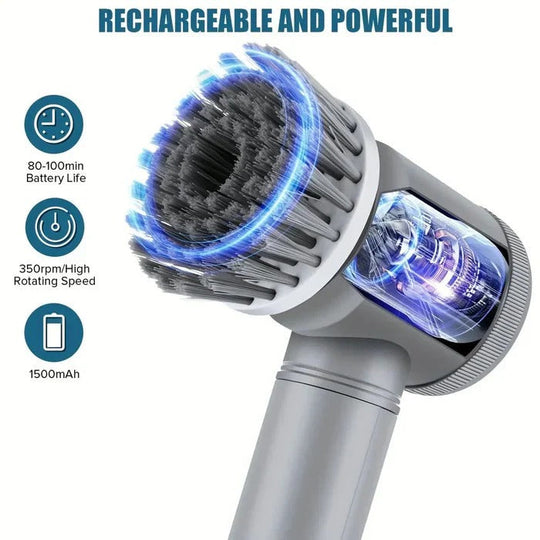 Electric Spin Scrubber with Cordless Design and Replaceable Brush Heads