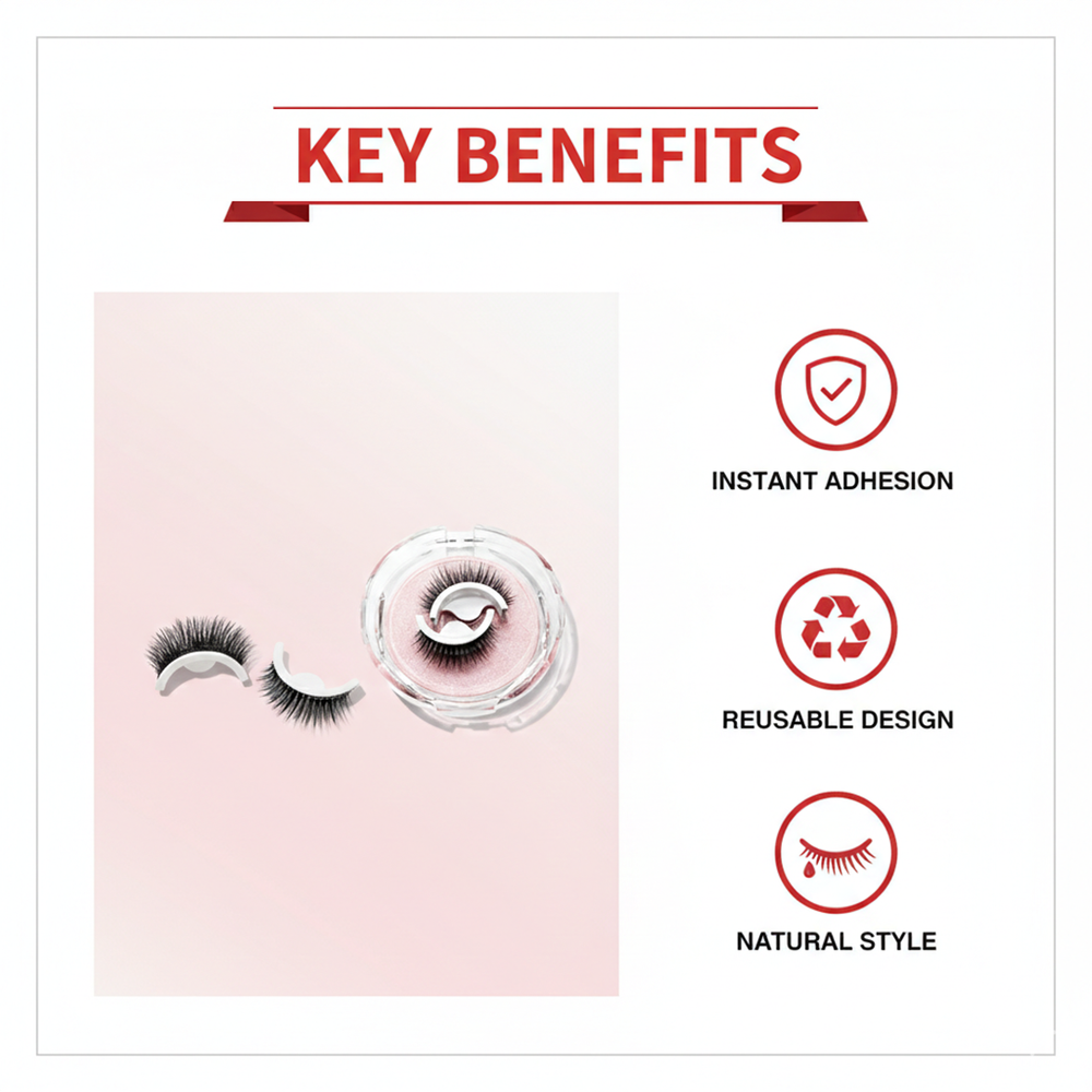 Eyelashes with Self-Adhesive Design and Reusable Style