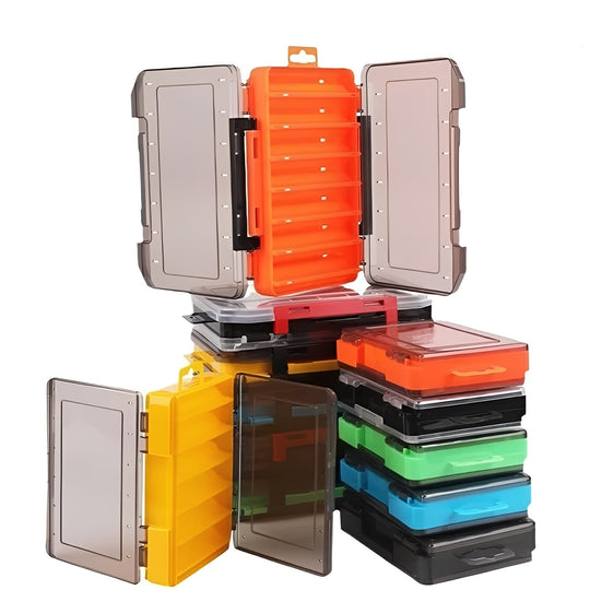Fishing Tackle Box with Double-Sided Storage and Compartments