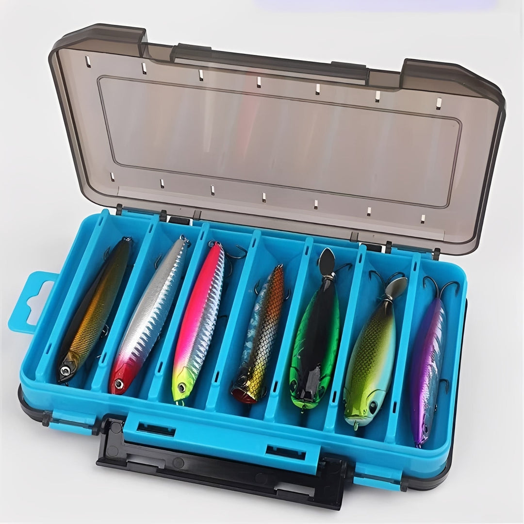 Fishing Tackle Box with Double-Sided Storage and Compartments
