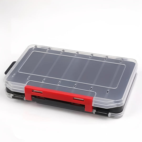 Fishing Tackle Box with Double-Sided Storage and Compartments