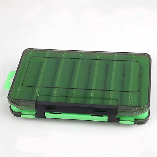 Fishing Tackle Box with Double-Sided Storage and Compartments