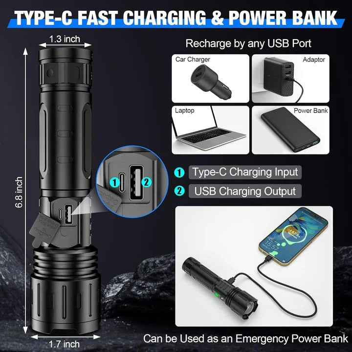 Flashlight with Rechargeable Battery and Multiple Modes