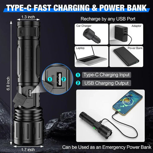 Flashlight with Rechargeable Battery and Multiple Modes