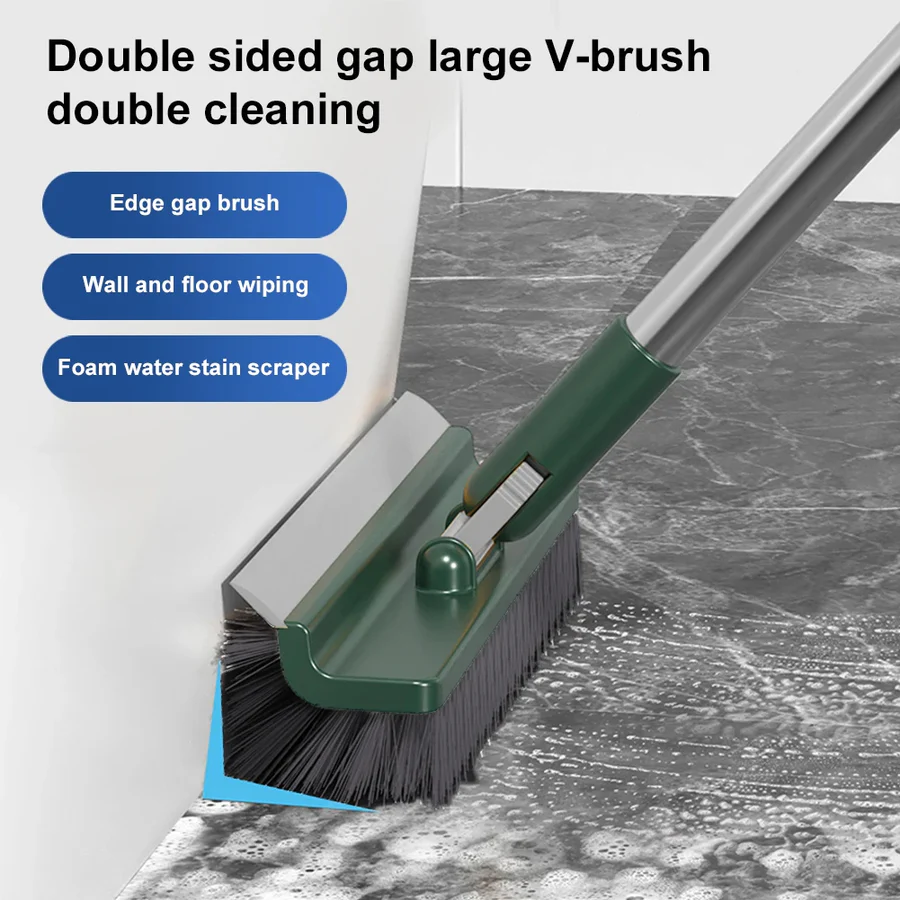 Floor Scrub Brush with Long Handle and Stiff Bristles