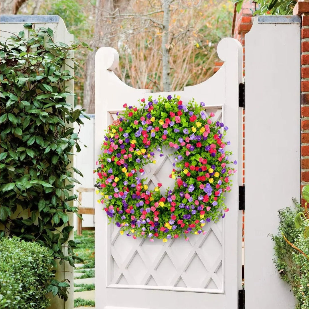 Floral Wreath with Artificial Flowers and Decorative Design