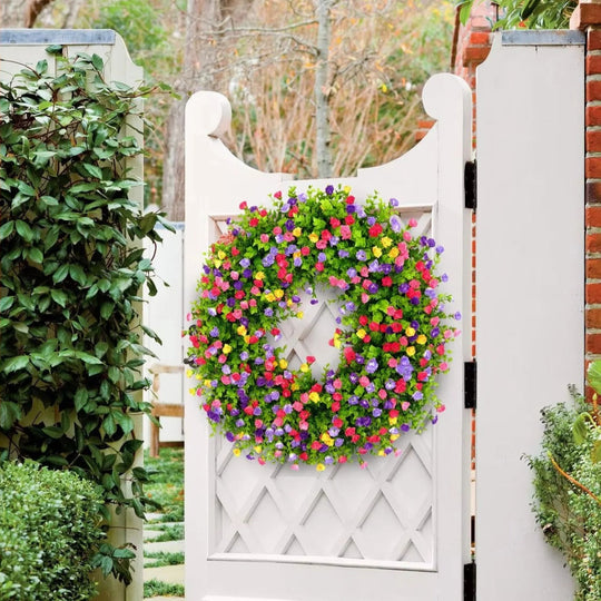 Floral Wreath with Artificial Flowers and Decorative Design