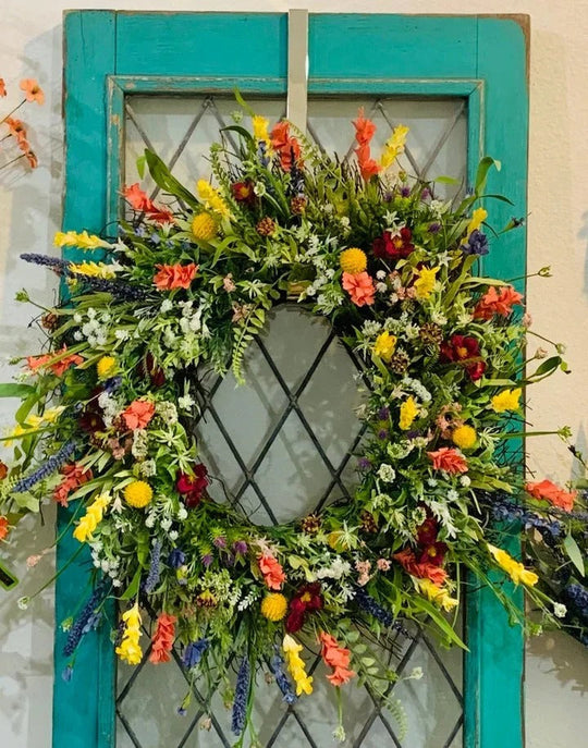 Floral Wreath with Texas Wildflowers and Natural Accents