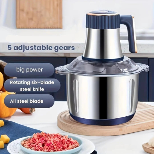 Food Chopper with Electric Operation and Stainless Steel Blades