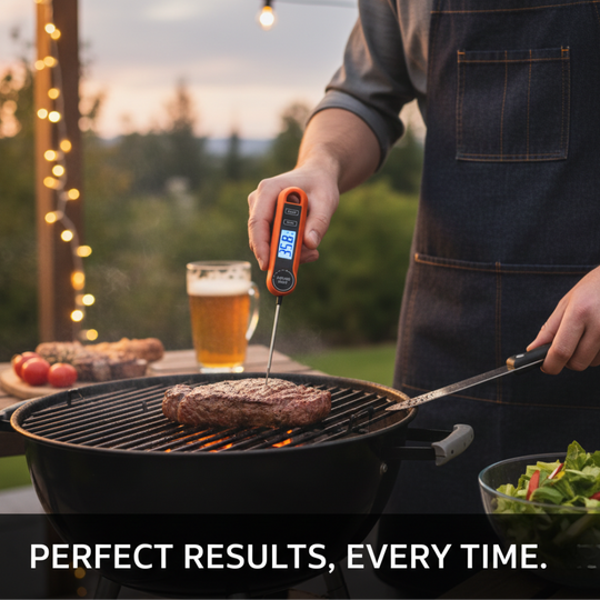 Food Thermometer with Backlit Display and Foldable Probe