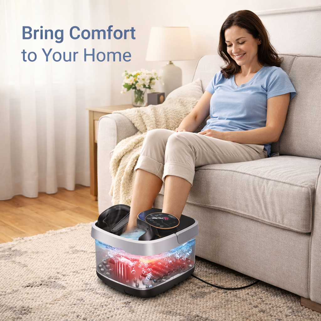 Foot Spa with Heated Bubble Rollers and Infrared Light