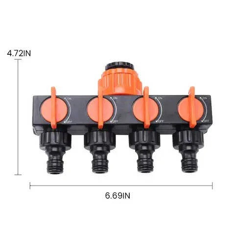Garden Hose Splitter with Four Ports and Durable Design