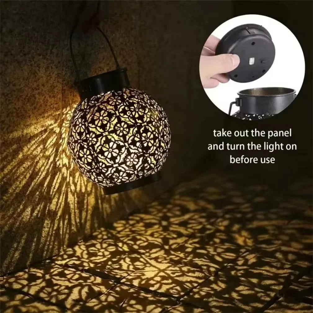Garden Lantern with Solar Power and Decorative Design