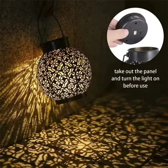Garden Lantern with Solar Power and Decorative Design