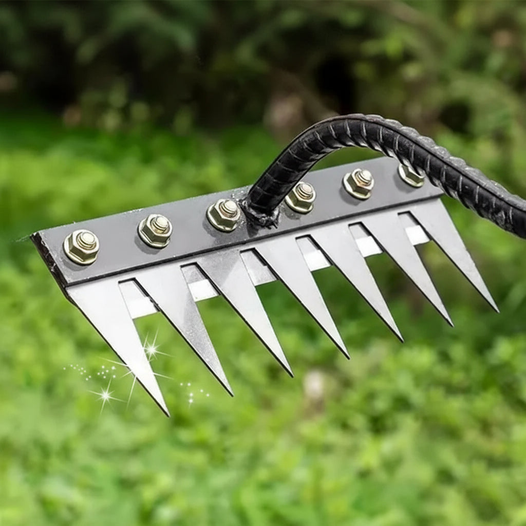 Garden Rake with Carbon Steel Construction and Ergonomic Handle