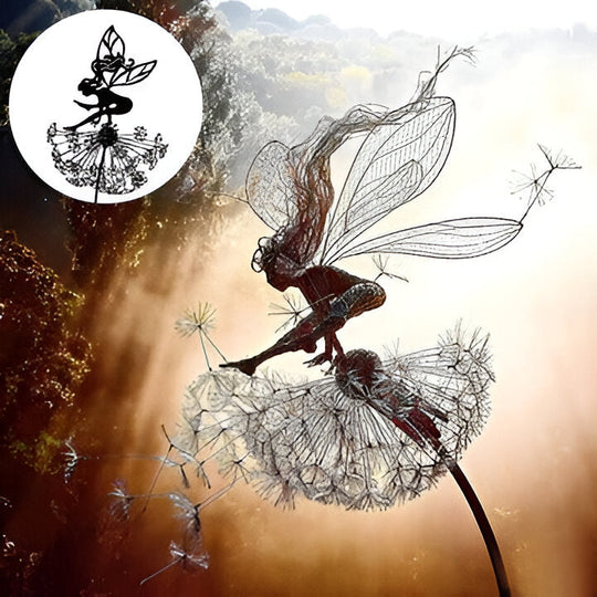 Garden Sculptures with Fairy Design and Steel Construction