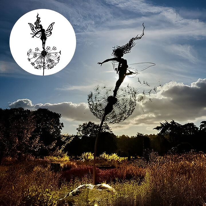 Garden Sculptures with Fairy Design and Steel Construction