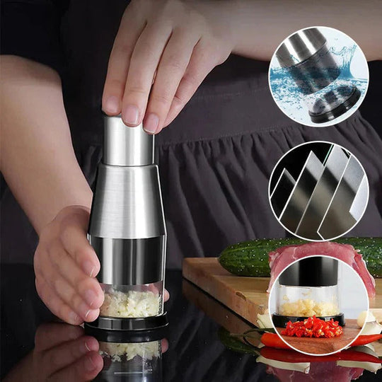 Garlic Chopper with Stainless Steel Blades and Easy Grip Handle