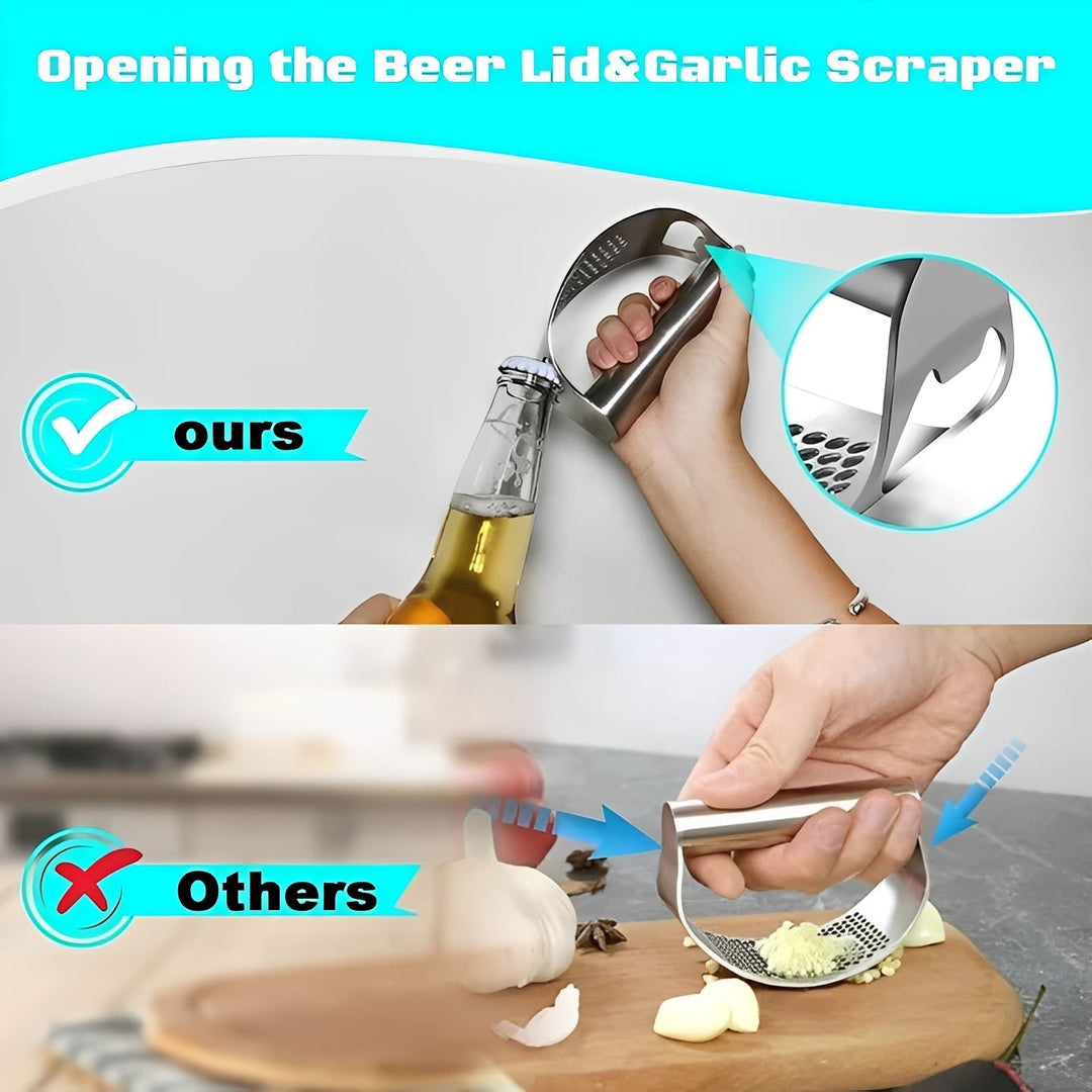 Garlic Press with Stainless Steel Design and Rocker Function