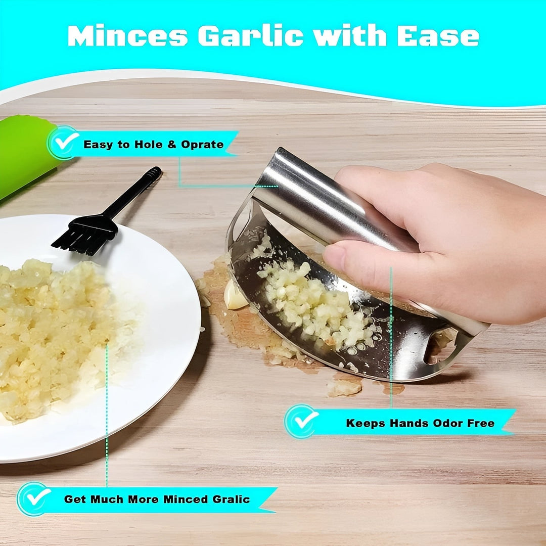 Garlic Press with Stainless Steel Design and Rocker Function