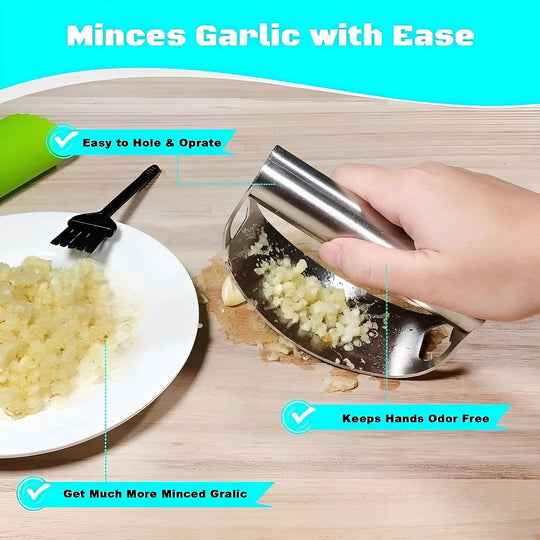 Garlic Press with Stainless Steel Design and Rocker Function