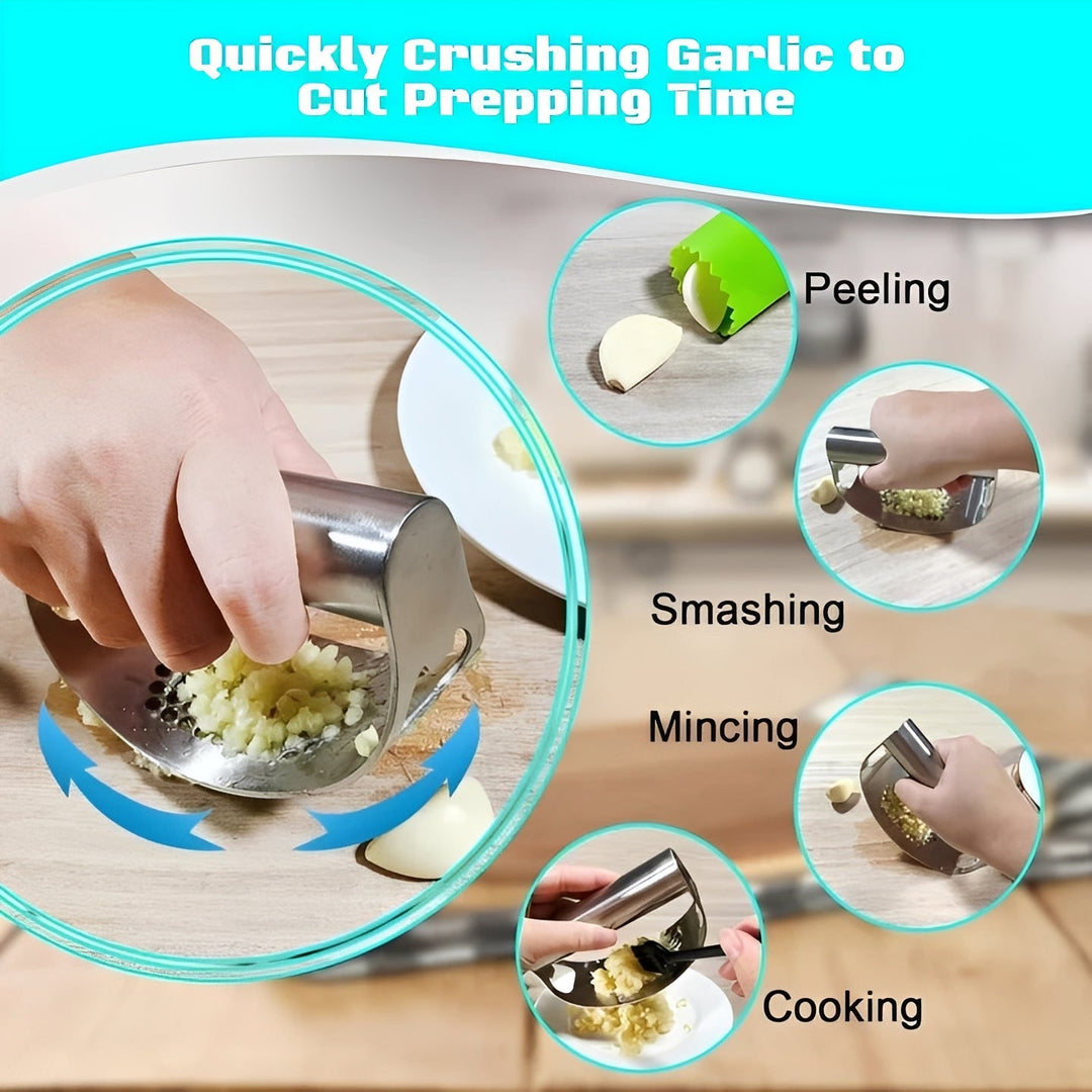 Garlic Press with Stainless Steel Design and Rocker Function
