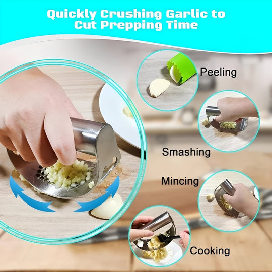 Garlic Press with Stainless Steel Design and Rocker Function