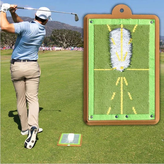 Golf Mat with Swing Path Guide and Alignment Lines