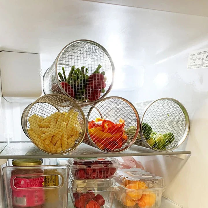 Grill Basket with Rotating Design and Locking Latch