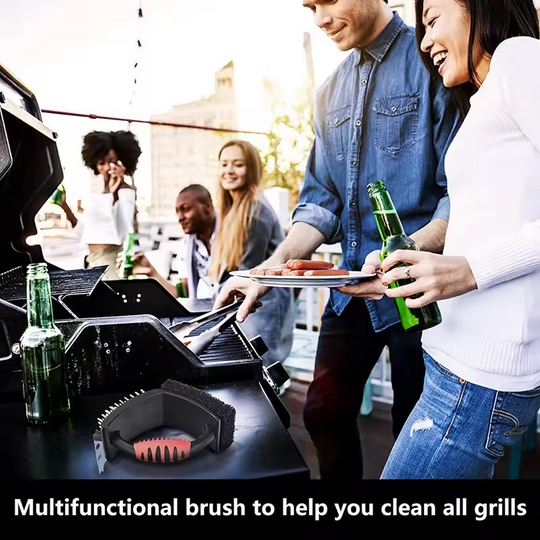 Grill Brush with Brass Bristles and Scraper