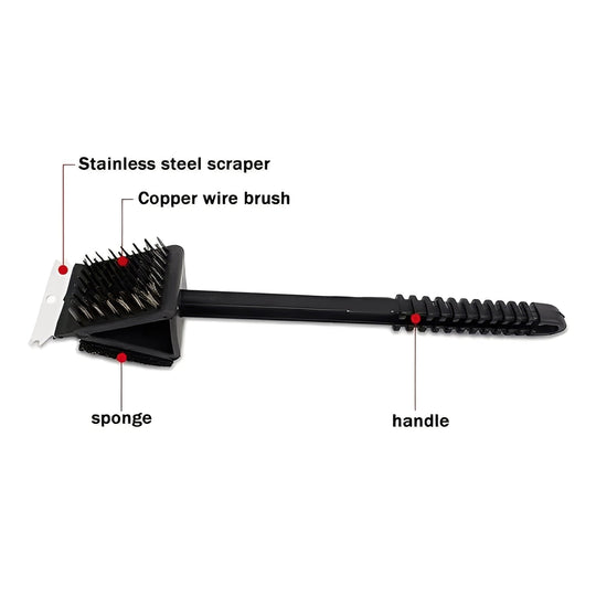 Grill Brush with Bristles and Scraper