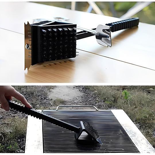 Grill Brush with Bristles and Scraper