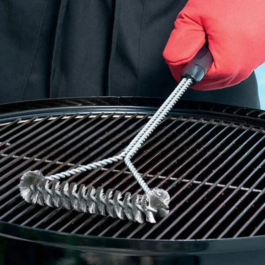 Grill Brush with Stainless Steel Bristles and Scraper