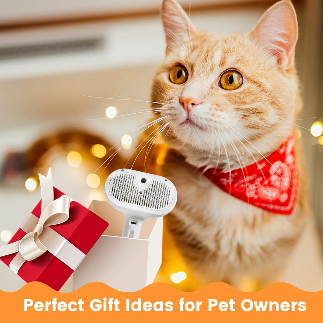 Grooming Brush with Steam Spray and Self-Cleaning