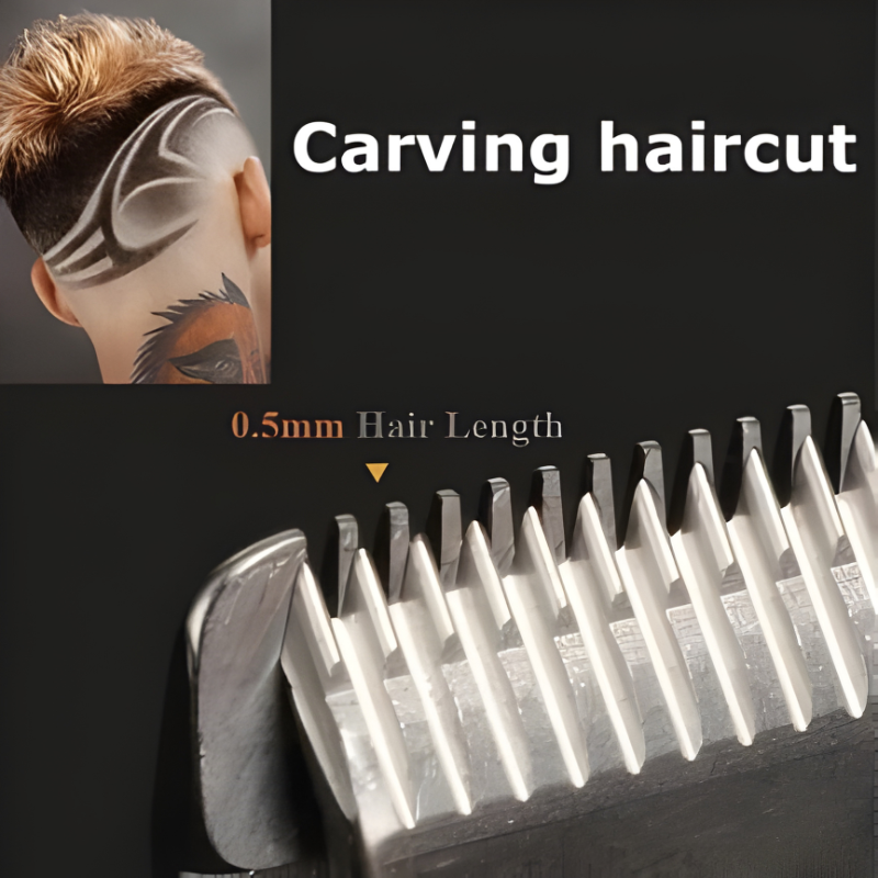 Hair Clipper Set with Adjustable Blades and Gold Finish