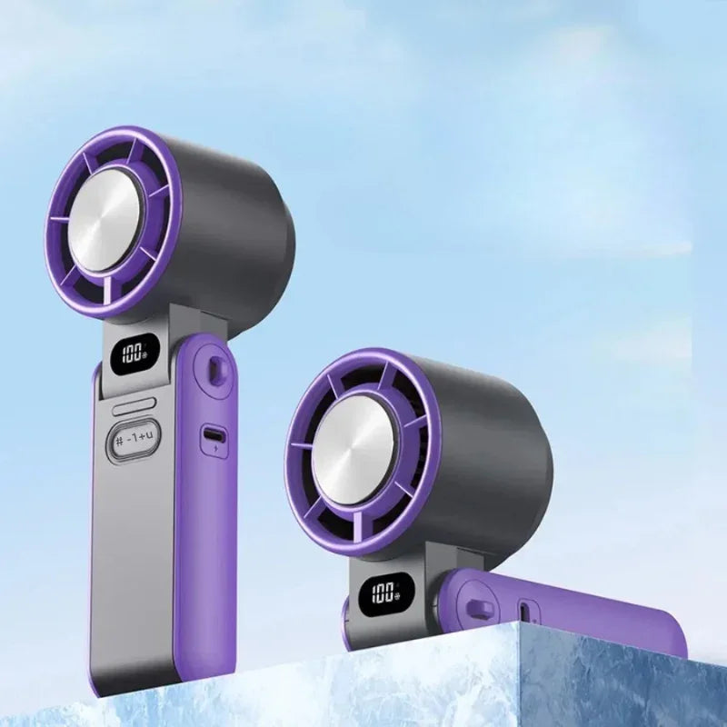 Handheld Fan with Rechargeable Battery and Folding Design