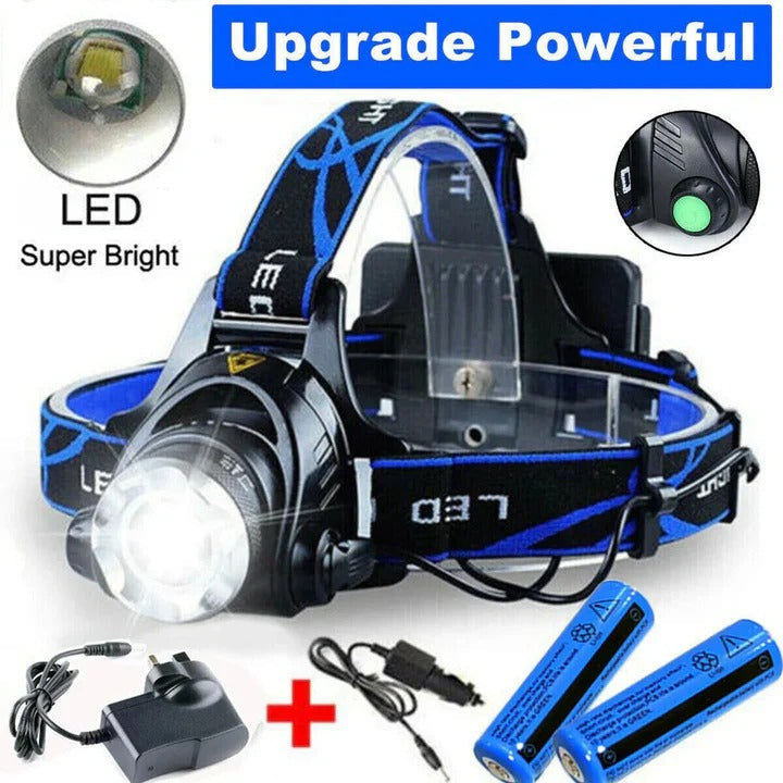 Headlamp with Rechargeable Battery and Adjustable Brightness