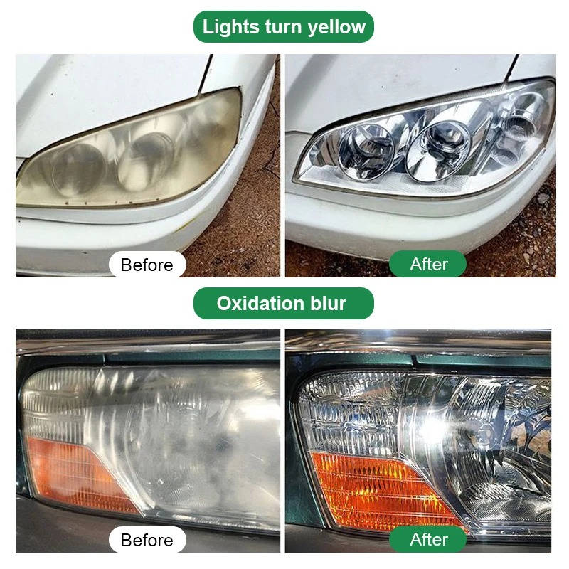 Headlight Restoration Kit with 2 Lenses and Cleaner