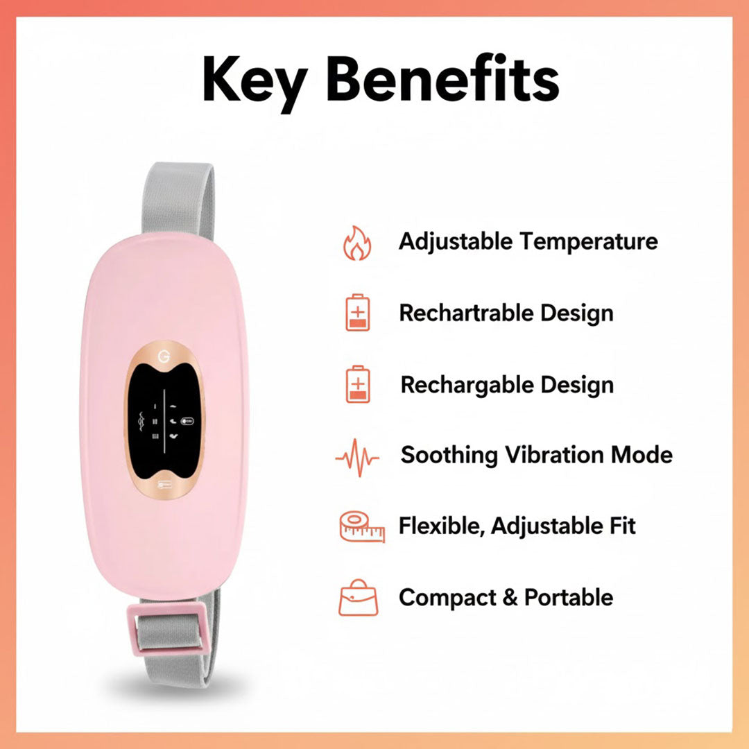 Heating Belt with Adjustable Fit and USB Rechargeable Battery