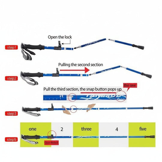 Hiking Poles with Foldable Design and Adjustable Height