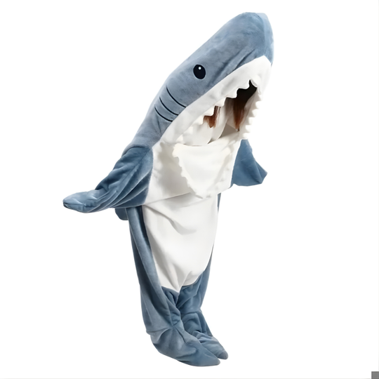 Hooded Blanket with Soft Flannel and Shark Design