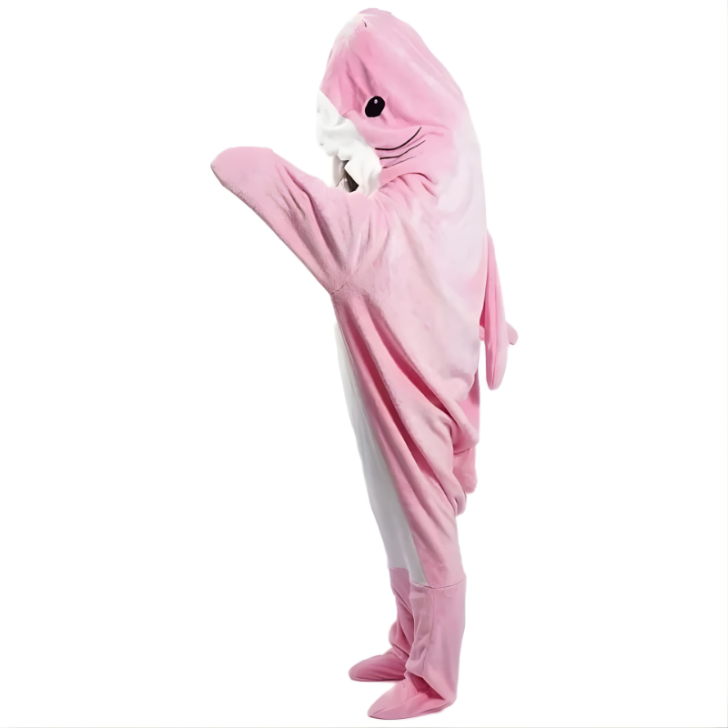 Hooded Blanket with Soft Flannel and Shark Design