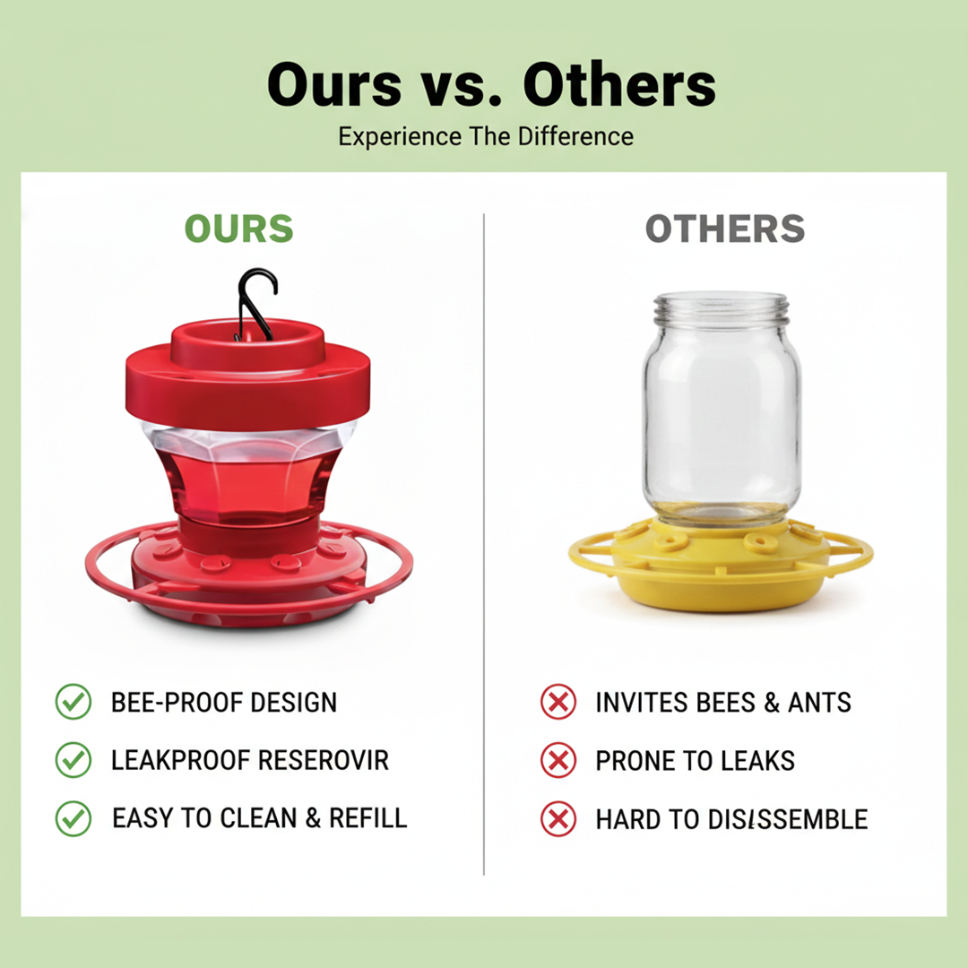 Hummingbird Feeder with Bee Resistance and Hanging Perch