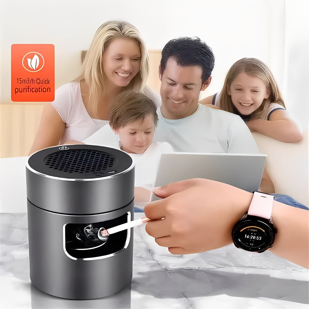Indoor Ashtray with Air Filtration and Odor Control