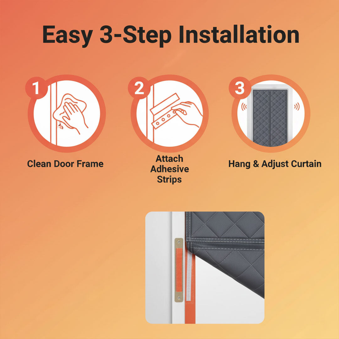 Insulation Curtain with Magnetic Closure and Draft Blocker