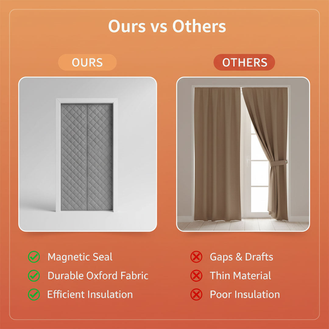 Insulation Curtain with Magnetic Closure and Draft Blocker